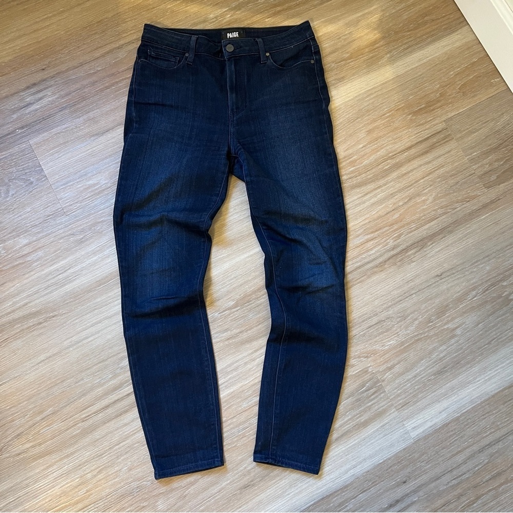 Paige Hoxton High Rise Ankle Skinny Jeans Dark Wash Size 28